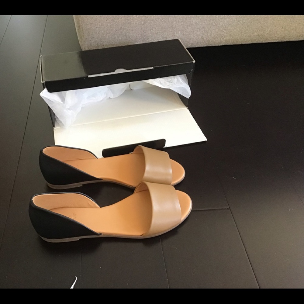 New J Crew Factory Morgan Leather peep-toe flats